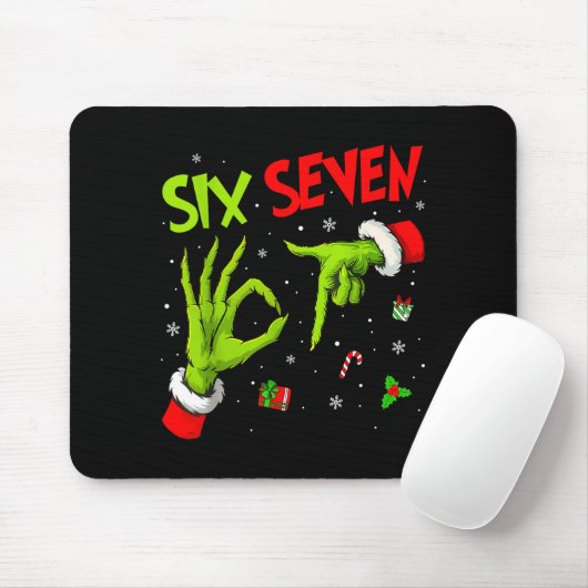 Funny Six Seven 67 Meme 6 7 Christmas Elf Hand Boy Mousepad (Mit Mouse)