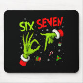 Funny Six Seven 67 Meme 6 7 Christmas Elf Hand Boy Mousepad (Vorne)