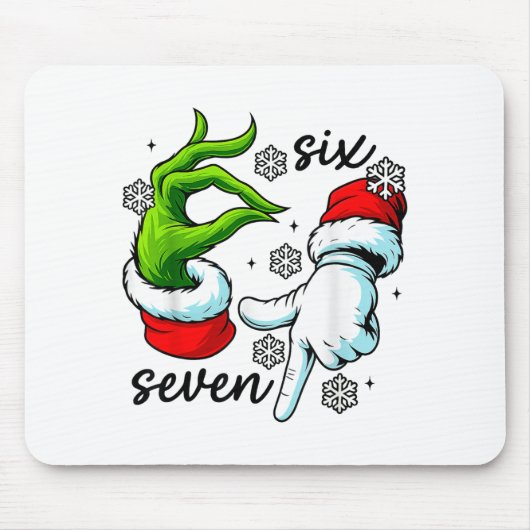 Funny Six Seven 67 Meme 6 7 Christmas Elf Hand Boy Mousepad (Vorne)