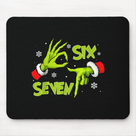 Funny Six Seven 67 Meme 6 7 Christmas Elf Hand Boy Mousepad (Vorne)