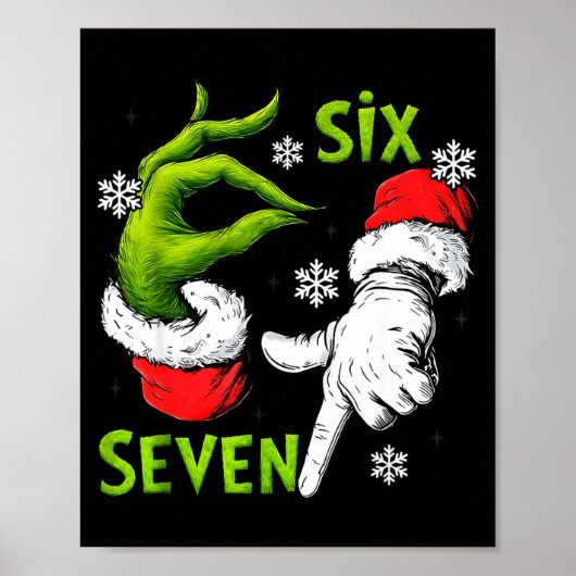 Funny Six Seven 67 Meme 6 7 Christmas Elf Hand Boy Poster (Vorne)