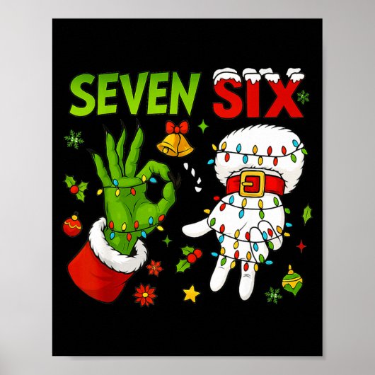 Funny Six Seven 67 Meme 6 7 Christmas Elf Hand Boy Poster (Vorne)