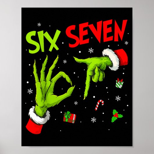 Funny Six Seven 67 Meme 6 7 Christmas Elf Hand Boy Poster (Vorne)