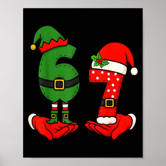 Funny Six Seven 67 Meme 6 7 Christmas Elf Hand Boy Poster (Vorne)