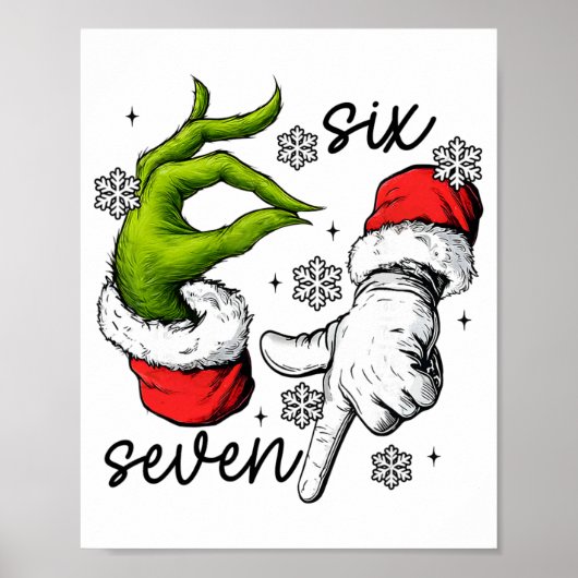 Funny Six Seven 67 Meme 6 7 Christmas Elf Hand Boy Poster (Vorne)