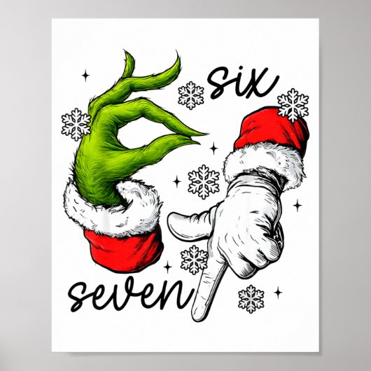 Funny Six Seven 67 Meme 6 7 Christmas Elf Hand Boy Poster (Vorne)