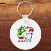 Funny Six Seven 67 Meme 6 7 Christmas Elf Hand Boy Schlüsselanhänger (Vorderseite)