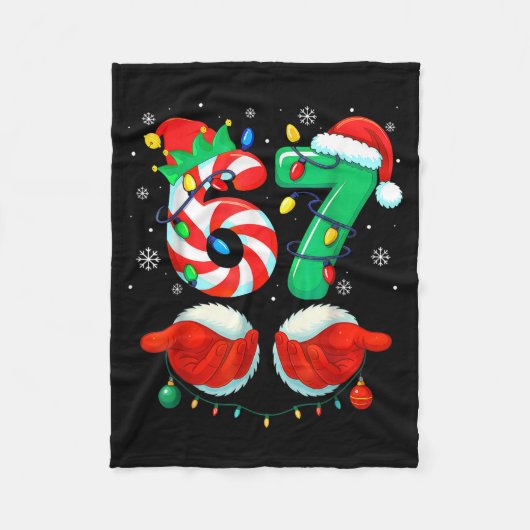 Funny Six Seven 67 Meme 6 7 Christmas Santa Hand B Fleecedecke (Vorderseite)