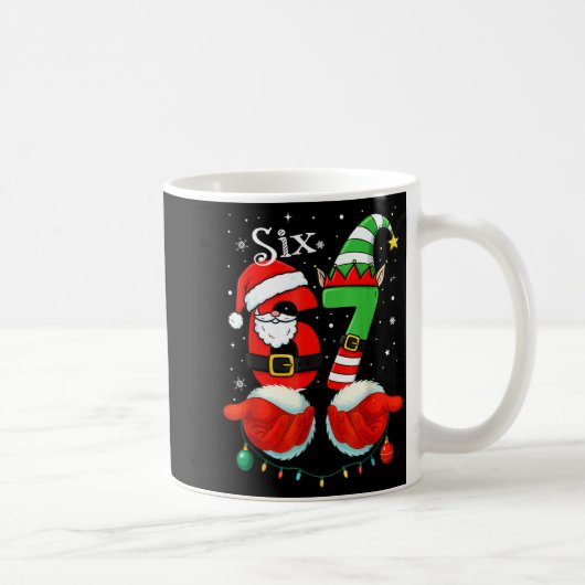Funny Six Seven 67 Meme 6 7 Christmas Santa Hand B Kaffeetasse (Rechts)