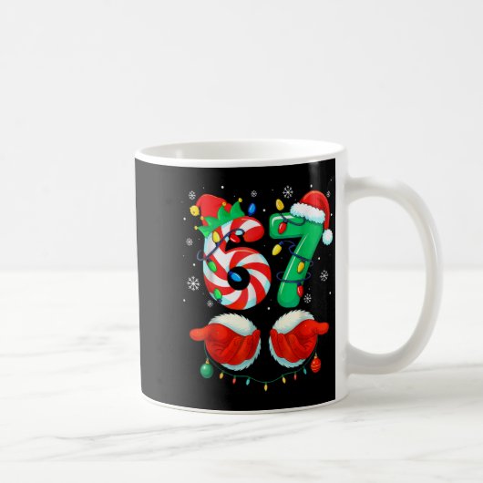 Funny Six Seven 67 Meme 6 7 Christmas Santa Hand B Kaffeetasse (Rechts)