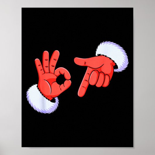 Funny Six Seven 67 Meme 6 7 Christmas Santa Hand B Poster (Vorne)