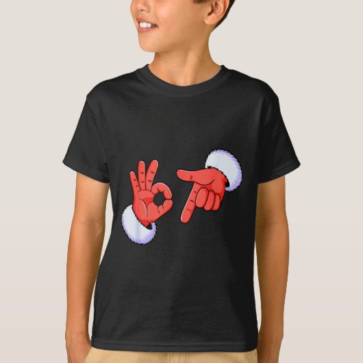 Funny Six Seven 67 Meme 6 7 Christmas Santa Hand B T-Shirt (Vorderseite)