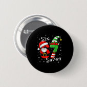Funny Six Seven 67 Meme 6 7 Elf Santa Christmas Pa Button (Vorne & Hinten)