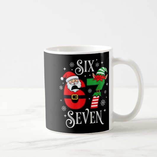 Funny Six Seven 67 Meme 6 7 Elf Santa Christmas Pa Kaffeetasse (Rechts)