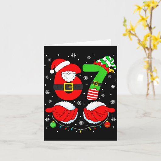 Funny Six Seven 67 Meme 6 7 Elf Santa Christmas Pa Karte (Gelbe Blume)