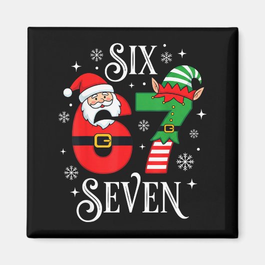 Funny Six Seven 67 Meme 6 7 Elf Santa Christmas Pa Magnet (Vorne)
