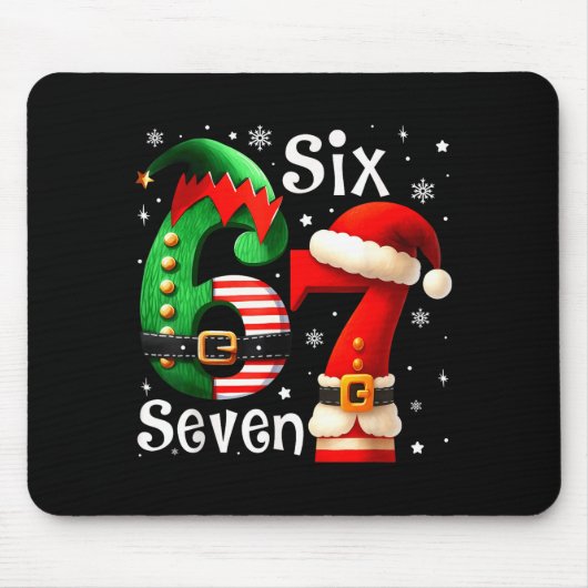 Funny Six Seven 67 Meme 6 7 Elf Santa Christmas Pa Mousepad (Vorne)