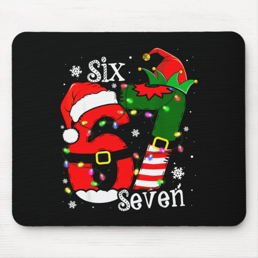 Funny Six Seven 67 Meme 6 7 Elf Santa Christmas Pa Mousepad (Vorne)