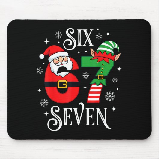Funny Six Seven 67 Meme 6 7 Elf Santa Christmas Pa Mousepad (Vorne)