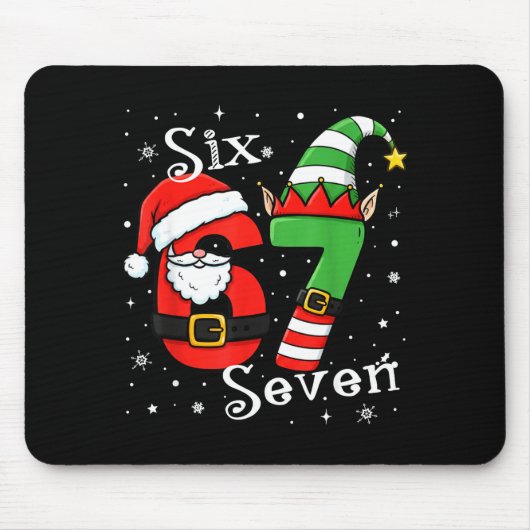 Funny Six Seven 67 Meme 6 7 Elf Santa Christmas Pa Mousepad (Vorne)