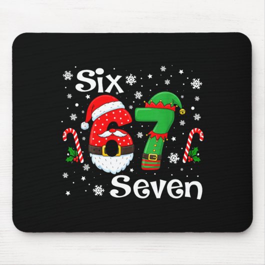 Funny Six Seven 67 Meme 6 7 Elf Santa Christmas Pa Mousepad (Vorne)