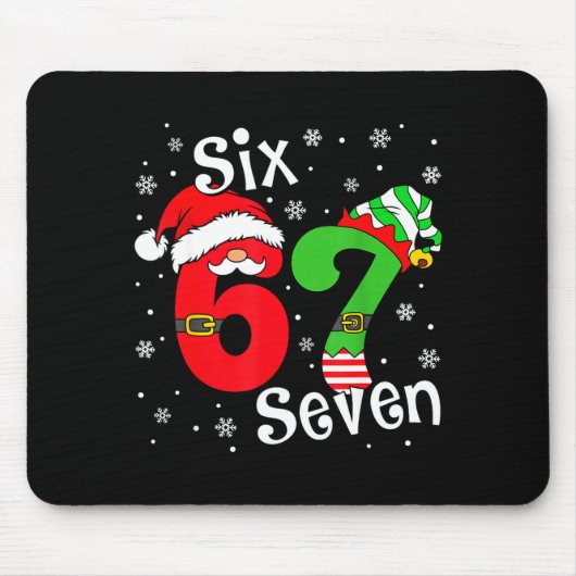Funny Six Seven 67 Meme 6 7 Elf Santa Christmas Pa Mousepad (Vorne)