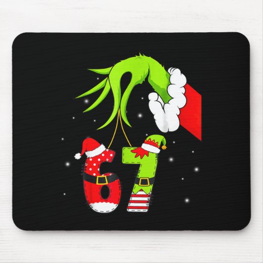 Funny Six Seven 67 Meme 6 7 Elf Santa Christmas Pa Mousepad (Vorne)