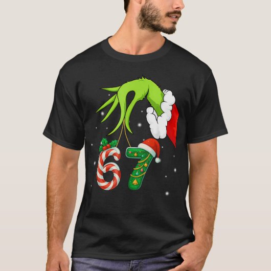 Funny Six Seven 67 Meme 6 7 Elf Santa Christmas s T-Shirt (Vorderseite)