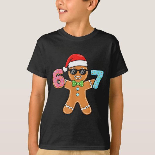 Funny Six Seven 67 Meme 6 7 Gingerbread Christmas T-Shirt (Vorderseite)