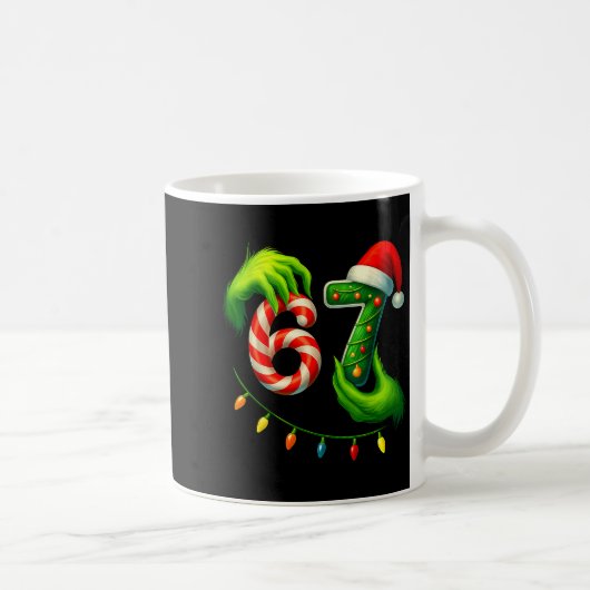 Funny Six Seven 67 Meme 6 7 Santa Christmas Brainr Kaffeetasse (Rechts)