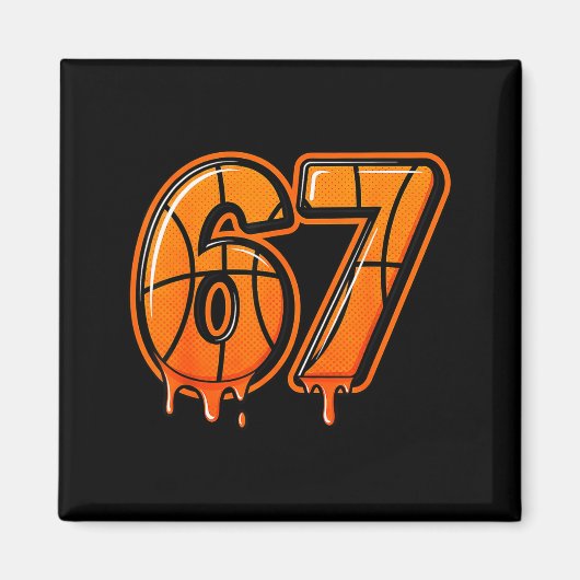 Funny Six Seven 67 Meme Gen Alpha 67 Basketball Fo Magnet (Vorne)