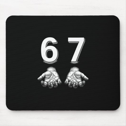 Funny Six Seven 67 Meme Gen Alpha Slang Hands  Mousepad (Vorne)