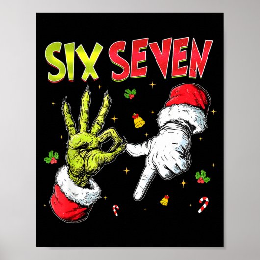 Funny Six Seven 67 Meme Monster Santa Christmas Pa Poster (Vorne)