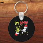 Funny Six Seven 67 Meme Monster Santa Christmas Pa Schlüsselanhänger (Vorderseite)