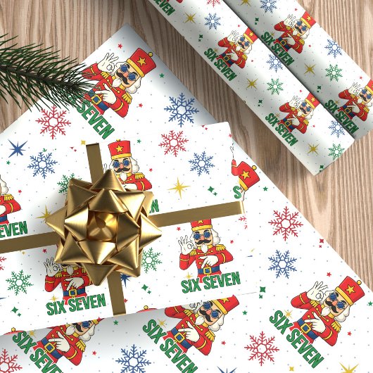 Funny Six Seven 67 Meme Nutcracker Christmas Humor Geschenkpapier