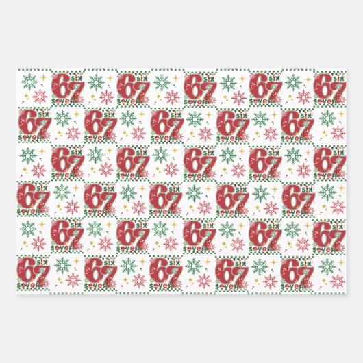 Funny Six Seven 67 Meme Retro Xmas Holiday Humor Geschenkpapier Set (Vorderseite 2)