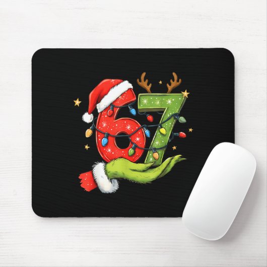 Funny Six Seven 67 Meme Santa Christmas Brainrot P Mousepad (Mit Mouse)