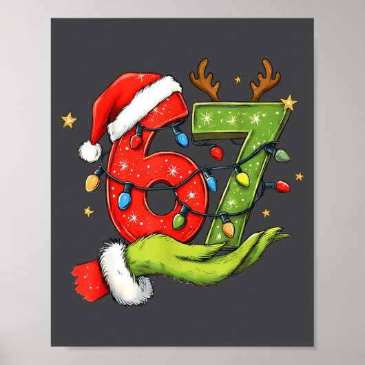 Funny Six Seven 67 Meme Santa Christmas Brainrot P Poster (Vorne)