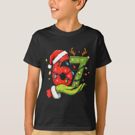 Funny Six Seven 67 Meme Santa Christmas Brainrot P T-Shirt (Vorderseite)