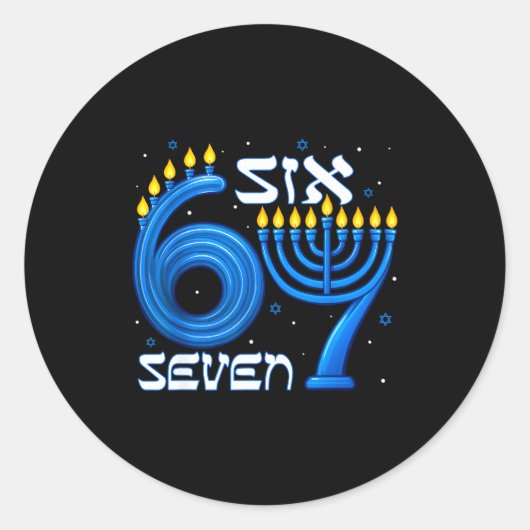 Funny Six Seven 67 Meme Sarcastic Hanukkah Chanuka Runder Aufkleber (Vorderseite)
