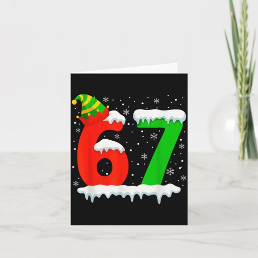 Funny Six Seven 67 Meme Saying 6 7 Elf Christmas T Karte (Vorderseite)