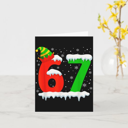 Funny Six Seven 67 Meme Saying 6 7 Elf Christmas T Karte (Gelbe Blume)