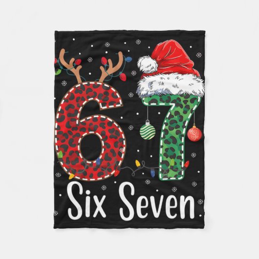 Funny Six Seven 6 7 Meme 67 Christmas Leopard Xmas Fleecedecke (Vorderseite)