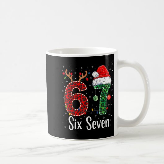 Funny Six Seven 6 7 Meme 67 Christmas Leopard Xmas Kaffeetasse (Rechts)