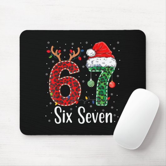 Funny Six Seven 6 7 Meme 67 Christmas Leopard Xmas Mousepad (Mit Mouse)