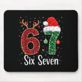 Funny Six Seven 6 7 Meme 67 Christmas Leopard Xmas Mousepad (Vorne)
