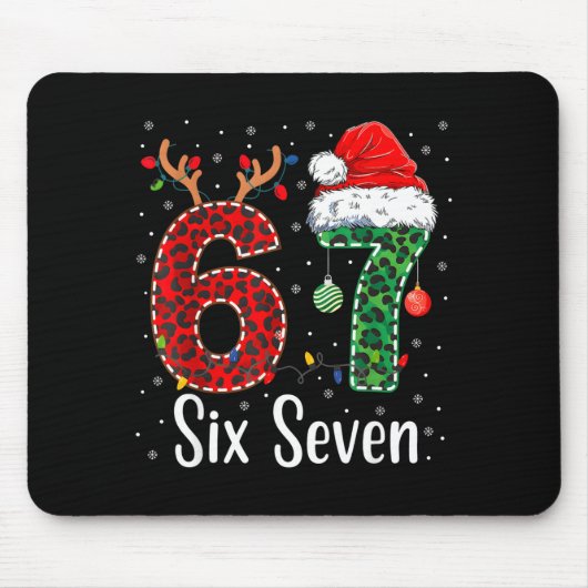 Funny Six Seven 6 7 Meme 67 Christmas Leopard Xmas Mousepad (Vorne)