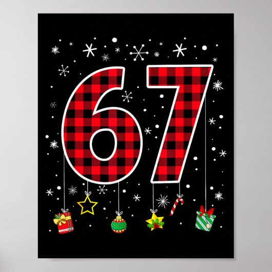 Funny Six Seven 6 7 Meme 67 Christmas Red Plaid Xm Poster (Vorne)