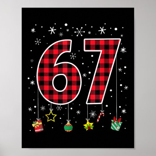 Funny Six Seven 6 7 Meme 67 Christmas Red Plaid Xm Poster (Vorne)