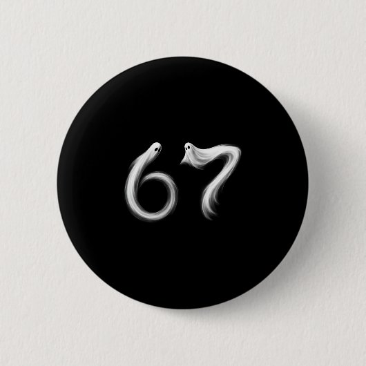 Funny Six Seven 6 7 Meme 67 Design Ghost Halloween Button (Vorderseite)